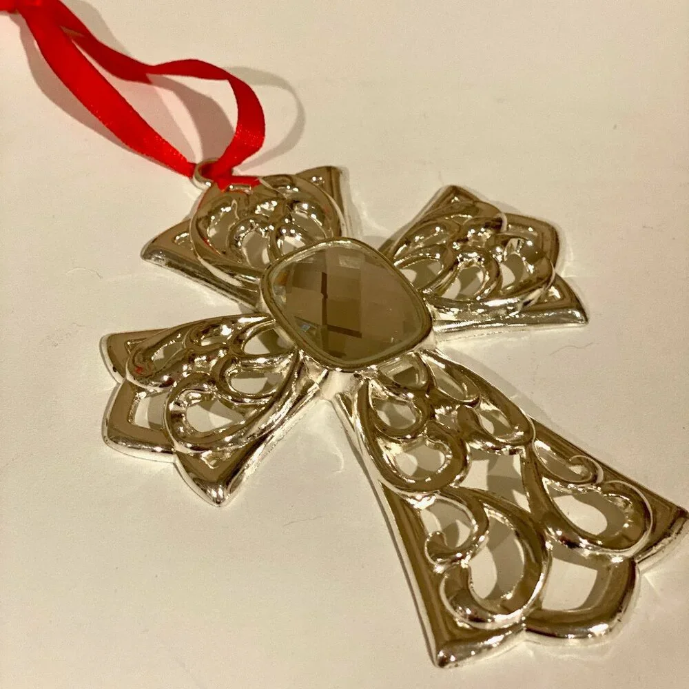 Lenox Silver Cross Christmas Ornament‎ 4.5